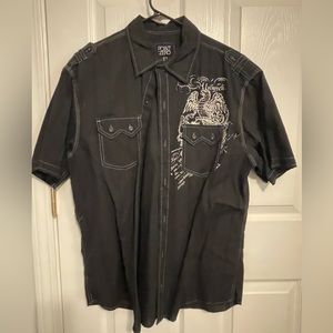 Men’s printed shirt sleeve button down L BLACK